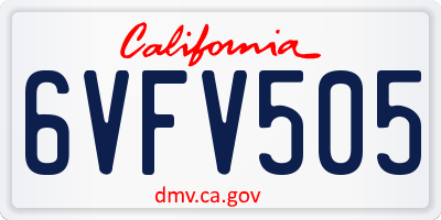 CA license plate 6VFV505