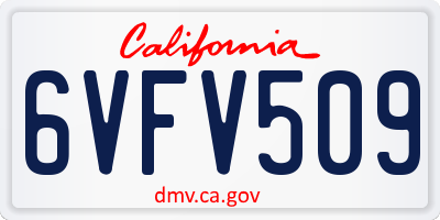 CA license plate 6VFV509