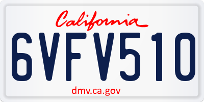 CA license plate 6VFV510