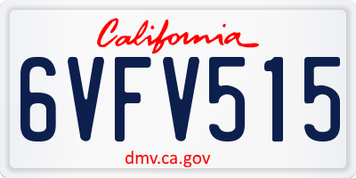 CA license plate 6VFV515