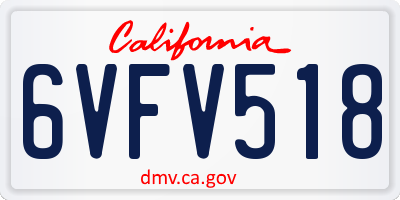 CA license plate 6VFV518