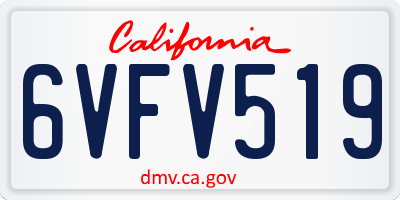 CA license plate 6VFV519