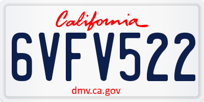CA license plate 6VFV522