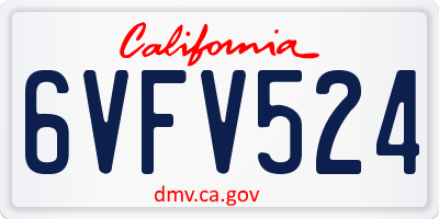 CA license plate 6VFV524