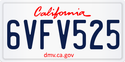 CA license plate 6VFV525