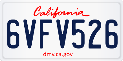 CA license plate 6VFV526