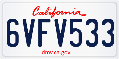 CA license plate 6VFV533