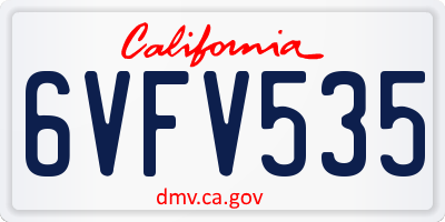 CA license plate 6VFV535