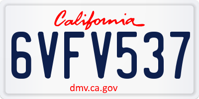 CA license plate 6VFV537
