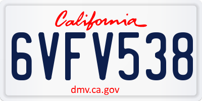 CA license plate 6VFV538