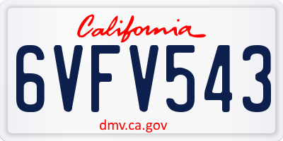 CA license plate 6VFV543