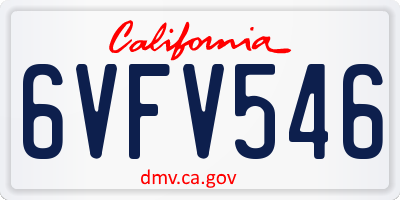 CA license plate 6VFV546