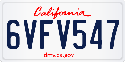 CA license plate 6VFV547