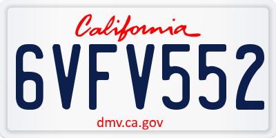 CA license plate 6VFV552