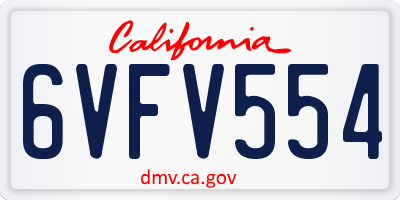 CA license plate 6VFV554