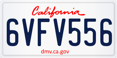 CA license plate 6VFV556