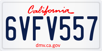 CA license plate 6VFV557