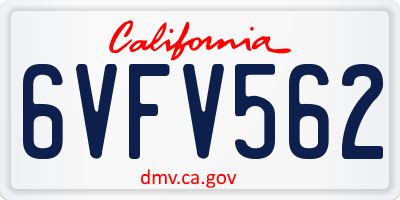 CA license plate 6VFV562