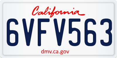 CA license plate 6VFV563
