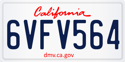 CA license plate 6VFV564
