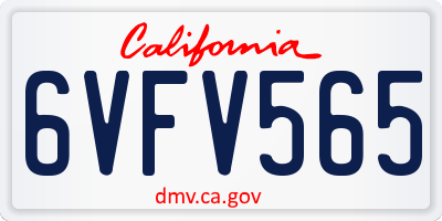 CA license plate 6VFV565