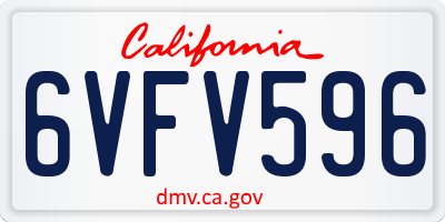 CA license plate 6VFV596