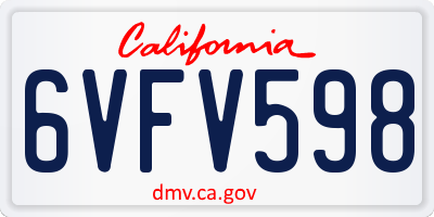 CA license plate 6VFV598