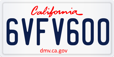 CA license plate 6VFV600