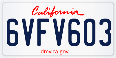 CA license plate 6VFV603