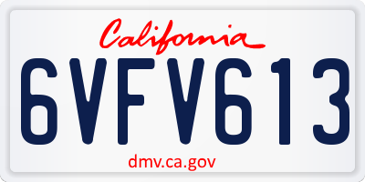 CA license plate 6VFV613