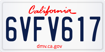 CA license plate 6VFV617