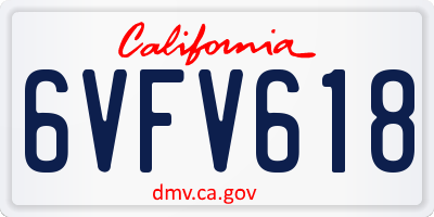 CA license plate 6VFV618