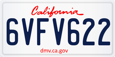CA license plate 6VFV622