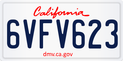 CA license plate 6VFV623