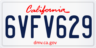 CA license plate 6VFV629