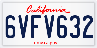 CA license plate 6VFV632