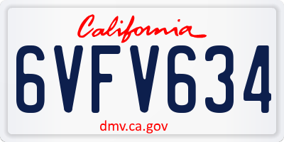 CA license plate 6VFV634