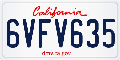 CA license plate 6VFV635