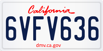 CA license plate 6VFV636