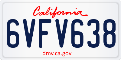 CA license plate 6VFV638
