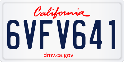 CA license plate 6VFV641