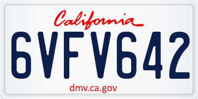 CA license plate 6VFV642