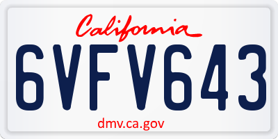 CA license plate 6VFV643