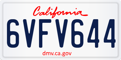 CA license plate 6VFV644