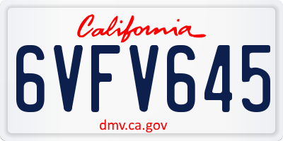 CA license plate 6VFV645