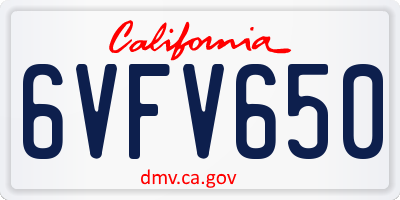 CA license plate 6VFV650