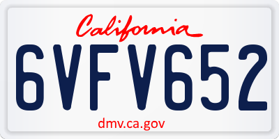 CA license plate 6VFV652