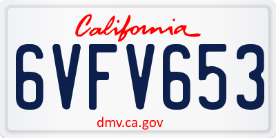 CA license plate 6VFV653
