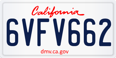 CA license plate 6VFV662