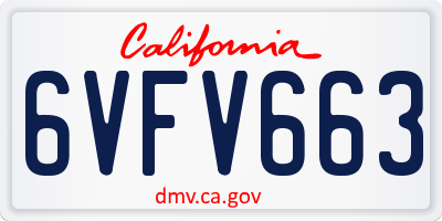CA license plate 6VFV663